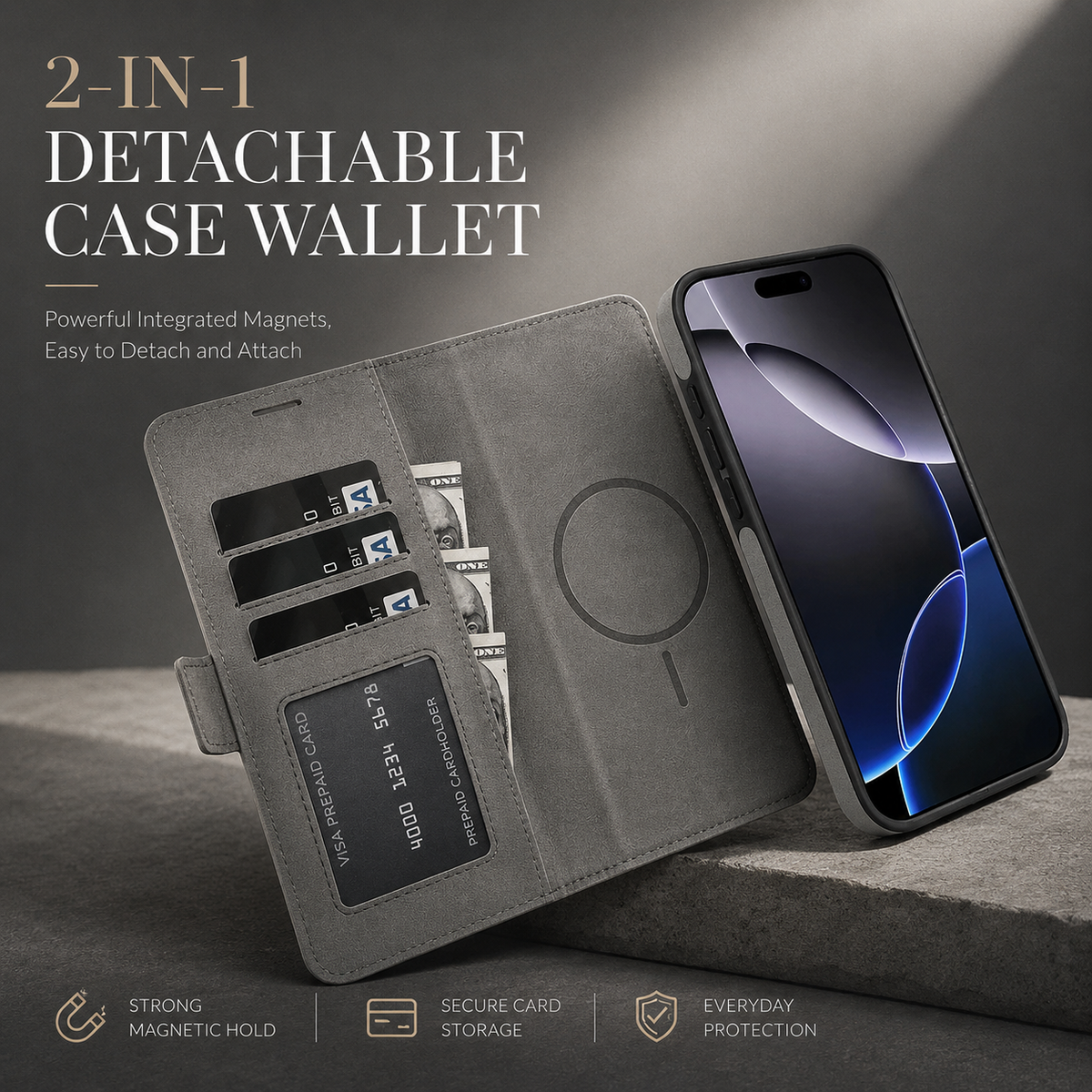 Premium iPhone Case MagSafe Leather Wallet Flip Card Holder Magnetic Shockproof Protective Cover Matte Anti Fingerprint Anti Scratch Slim Non Slip