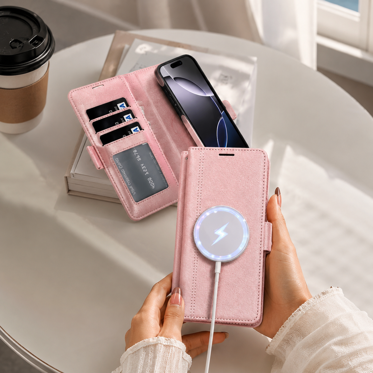 Premium iPhone Case MagSafe Leather Wallet Flip Card Holder Magnetic Shockproof Protective Cover Matte Anti Fingerprint Anti Scratch Slim Non Slip