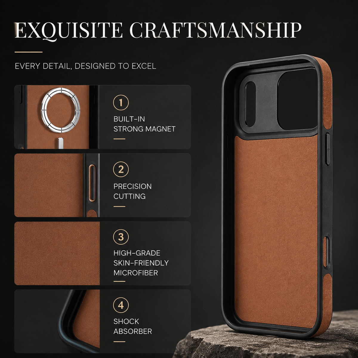 Premium iPhone Case MagSafe Leather Wallet Flip Card Holder Magnetic Shockproof Protective Cover Matte Anti Fingerprint Anti Scratch Slim Non Slip