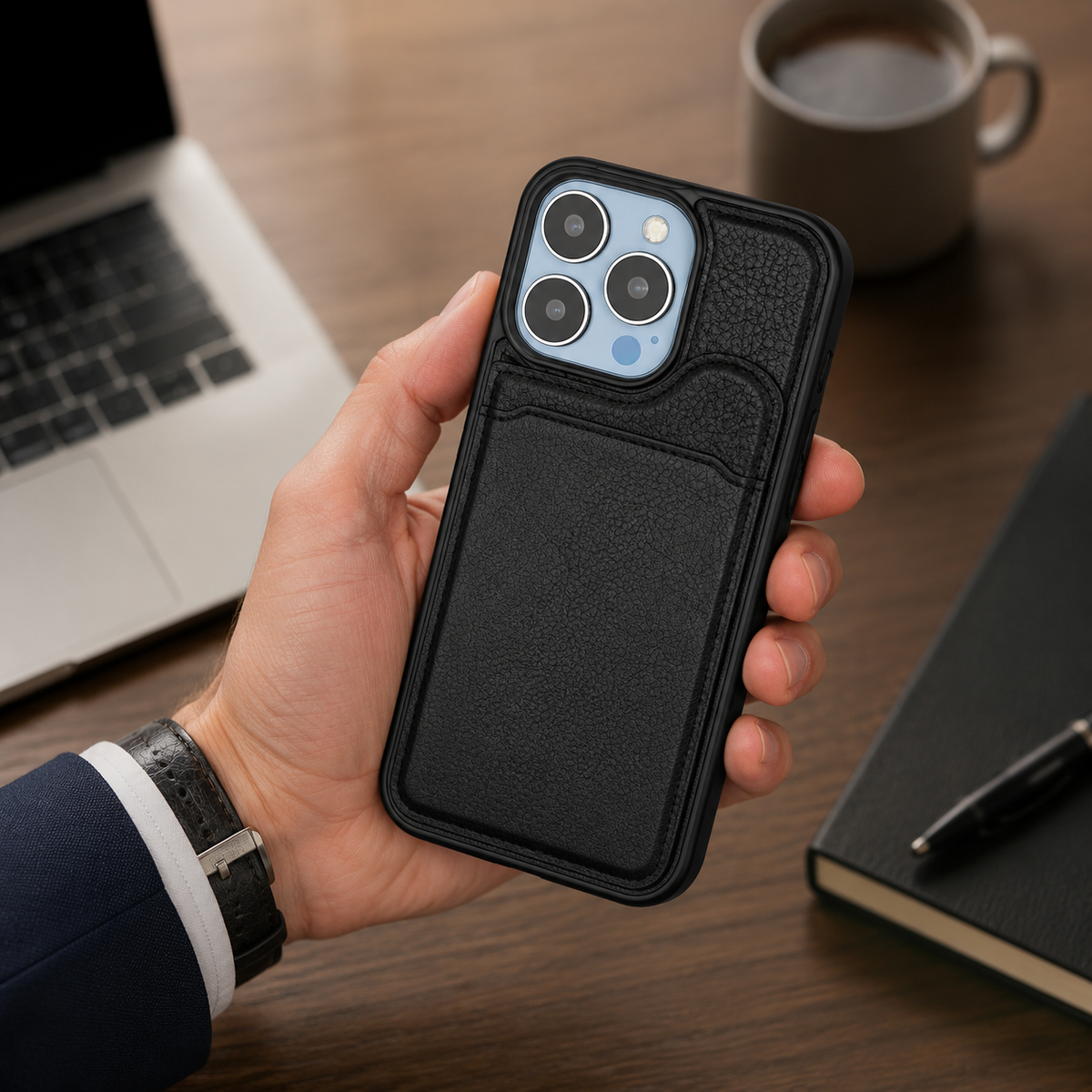 Premium iPhone Case MagSafe Leather Wallet Magnetic Flip Card Holder Shockproof Protective Cover Anti Fingerprint Anti Scratch Slim Full Access Secure Storage