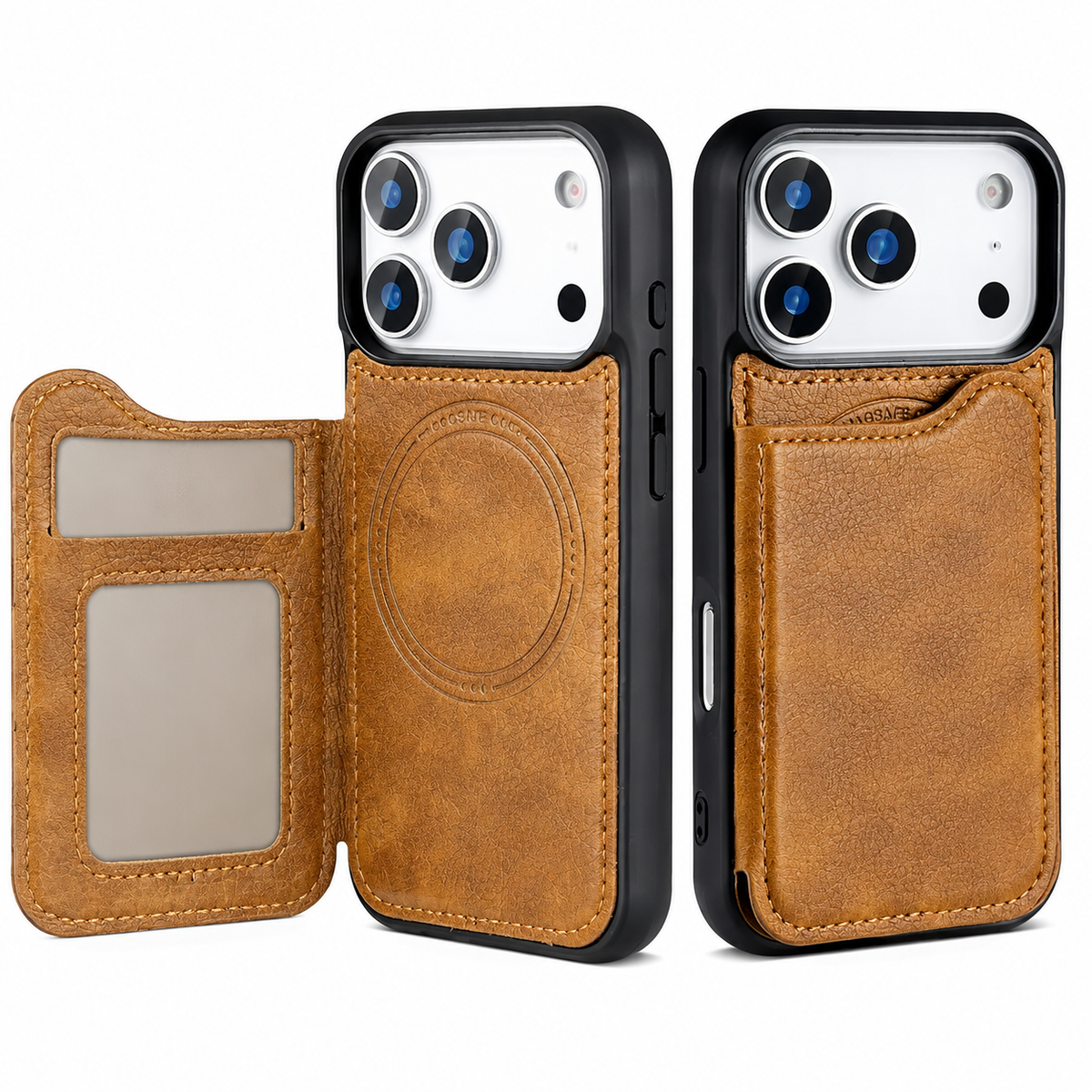 Premium iPhone Case MagSafe Leather Wallet Magnetic Flip Card Holder Shockproof Protective Cover Anti Fingerprint Anti Scratch Slim Full Access Secure Storage