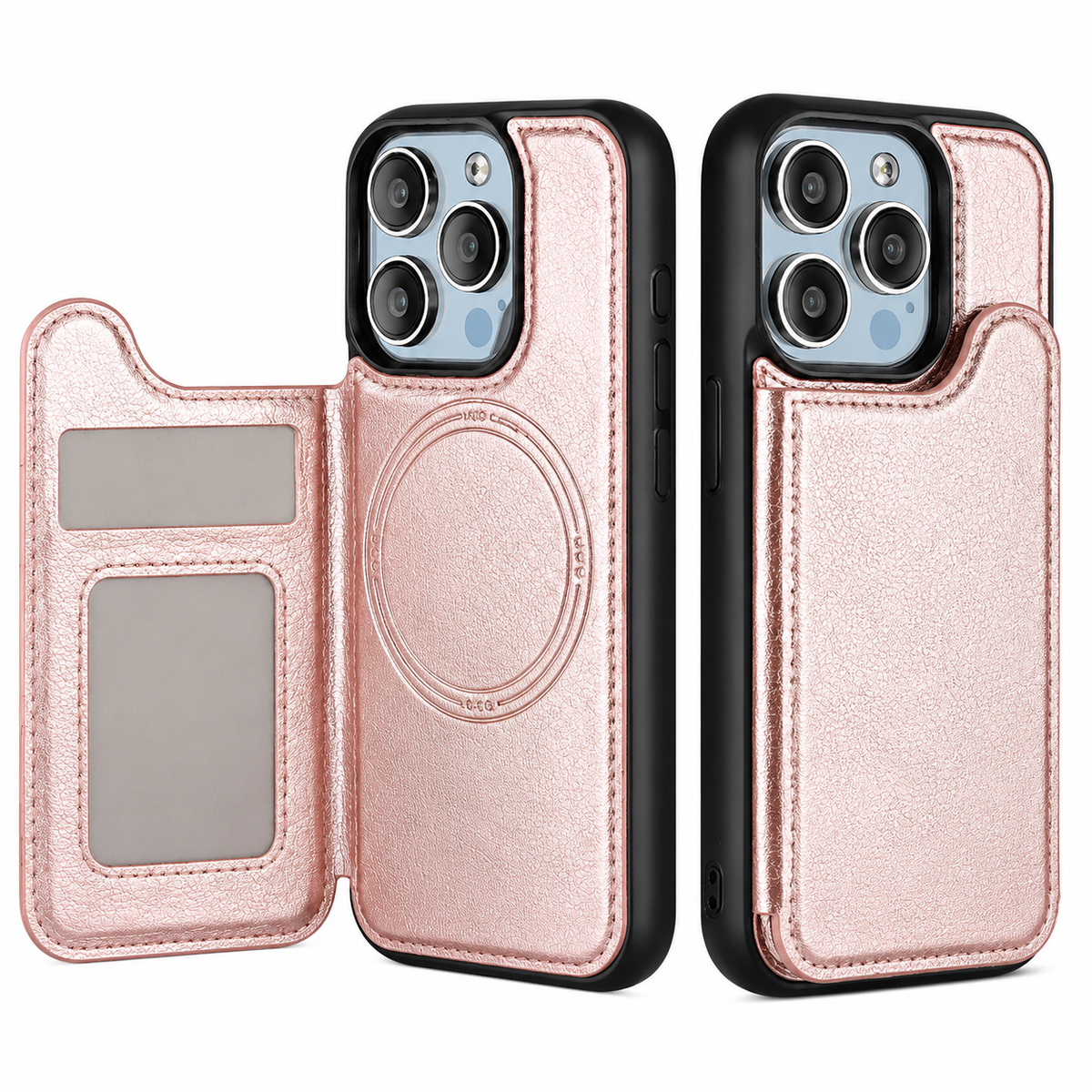 Premium iPhone Case MagSafe Leather Wallet Magnetic Flip Card Holder Shockproof Protective Cover Anti Fingerprint Anti Scratch Slim Full Access Secure Storage