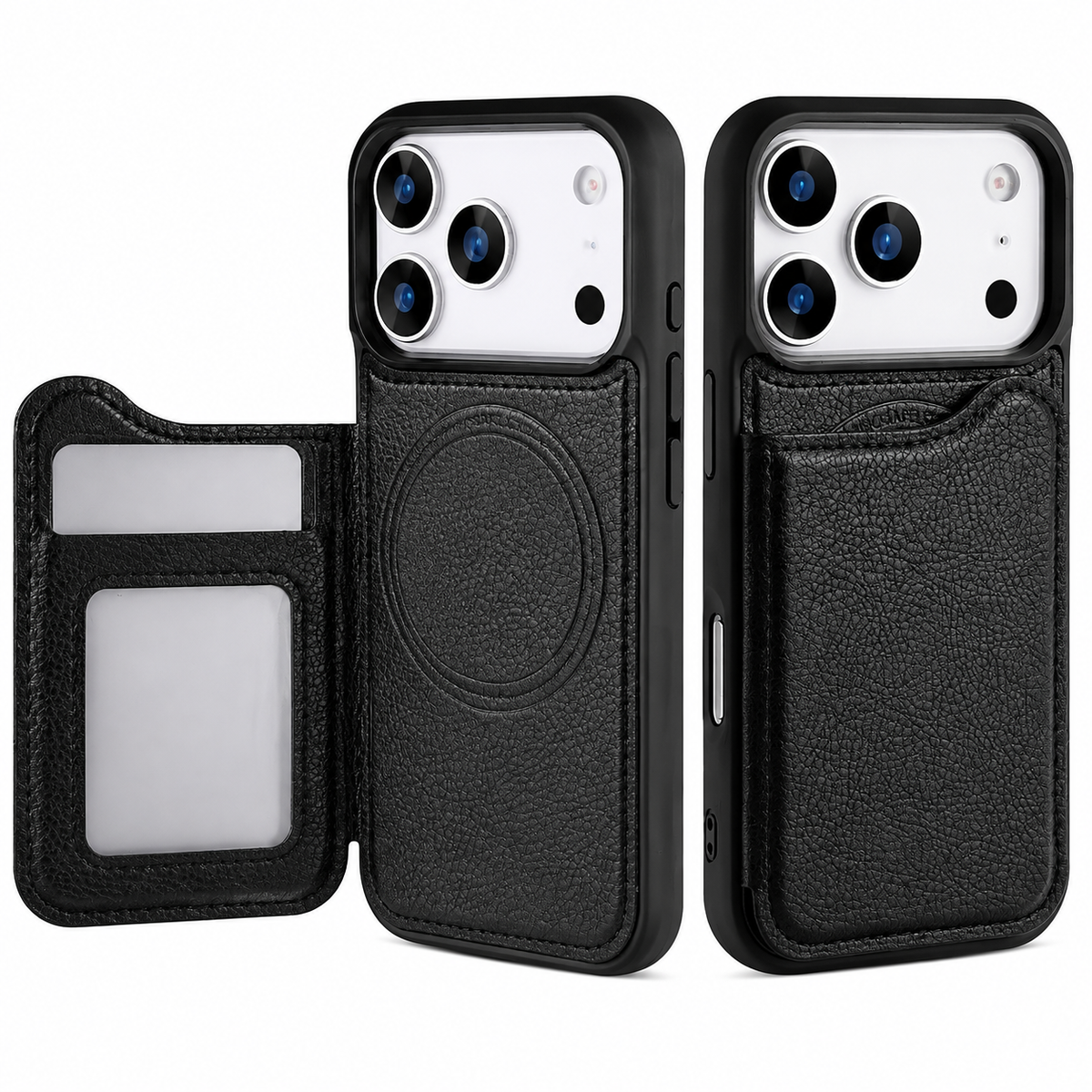 Premium iPhone Case MagSafe Leather Wallet Magnetic Flip Card Holder Shockproof Protective Cover Anti Fingerprint Anti Scratch Slim Full Access Secure Storage