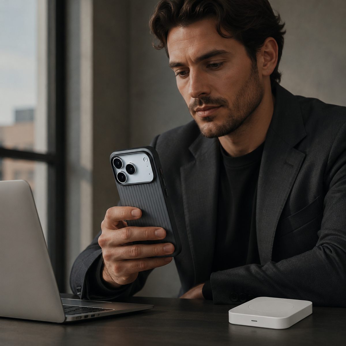 Premium iPhone Case MagSafe Luggage Stripe Plating Magnetic Shockproof Hard PC Protective Cover Matte Anti Fingerprint Slim Wireless Charging Case Design