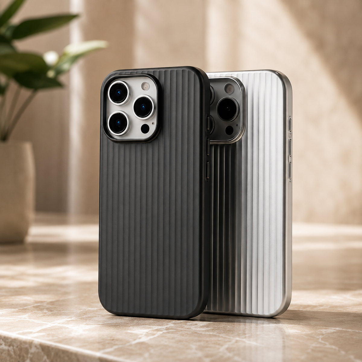 Premium iPhone Case MagSafe Luggage Stripe Plating Magnetic Shockproof Hard PC Protective Cover Matte Anti Fingerprint Slim Wireless Charging Case Design