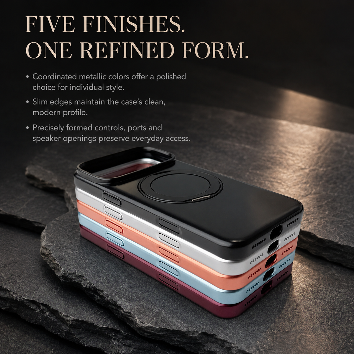 Premium iPhone Case MagSafe Magnetic 360 Rotating Stand Holder Original Color Hard PC Shockproof Slim Protective Bumper Phone Cover Case Design