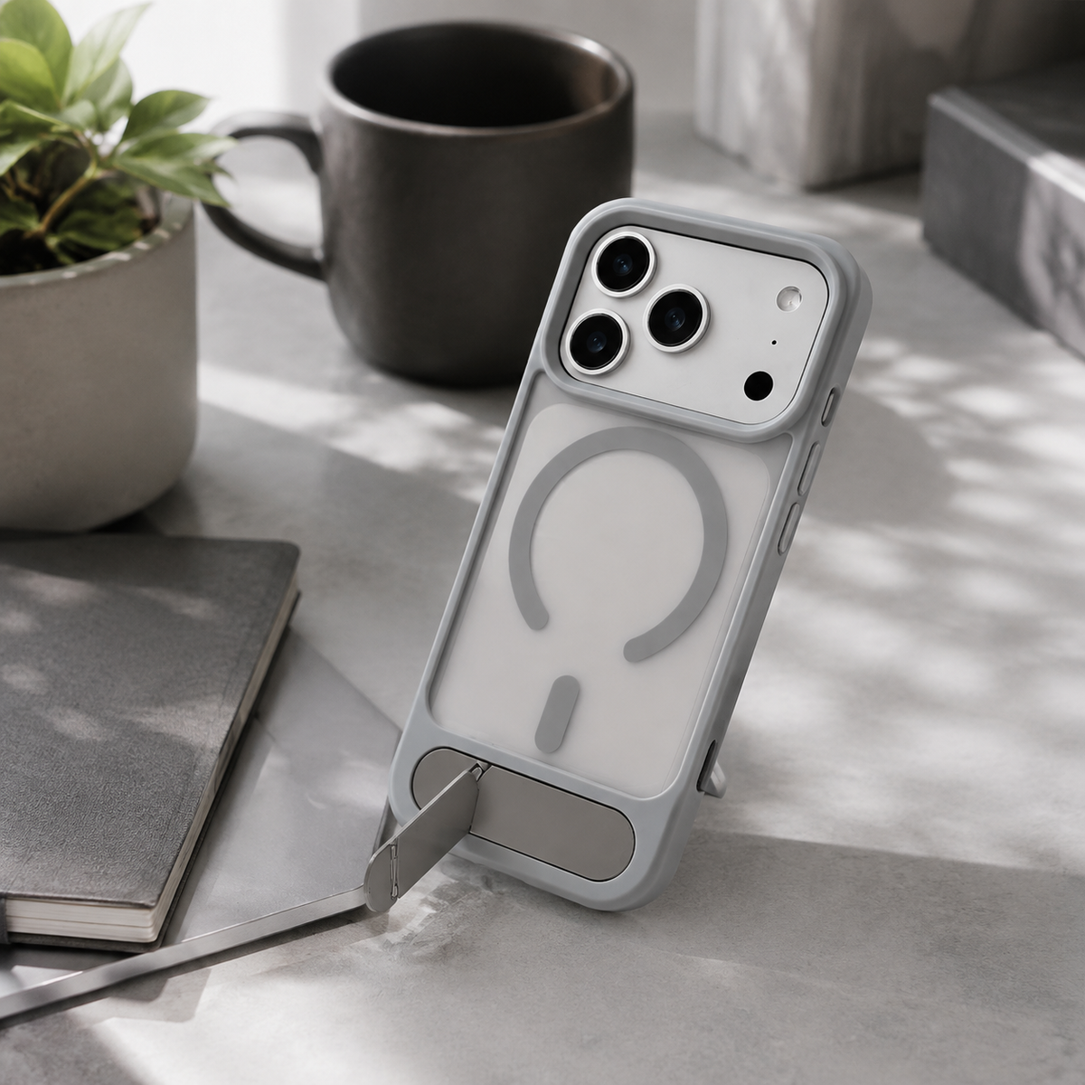 Premium iPhone Case MagSafe Magnetic Foldable Kickstand Shockproof Protective Cover Matte PC Anti Fingerprint Anti Scratch Non Slip Slim Lightweight