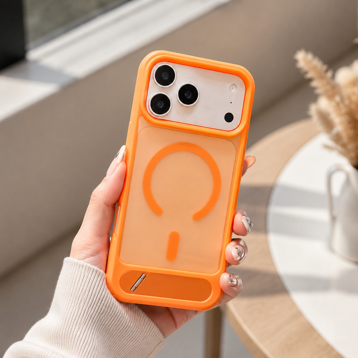Premium iPhone Case MagSafe Magnetic Foldable Kickstand Shockproof Protective Cover Matte PC Anti Fingerprint Anti Scratch Non Slip Slim Lightweight