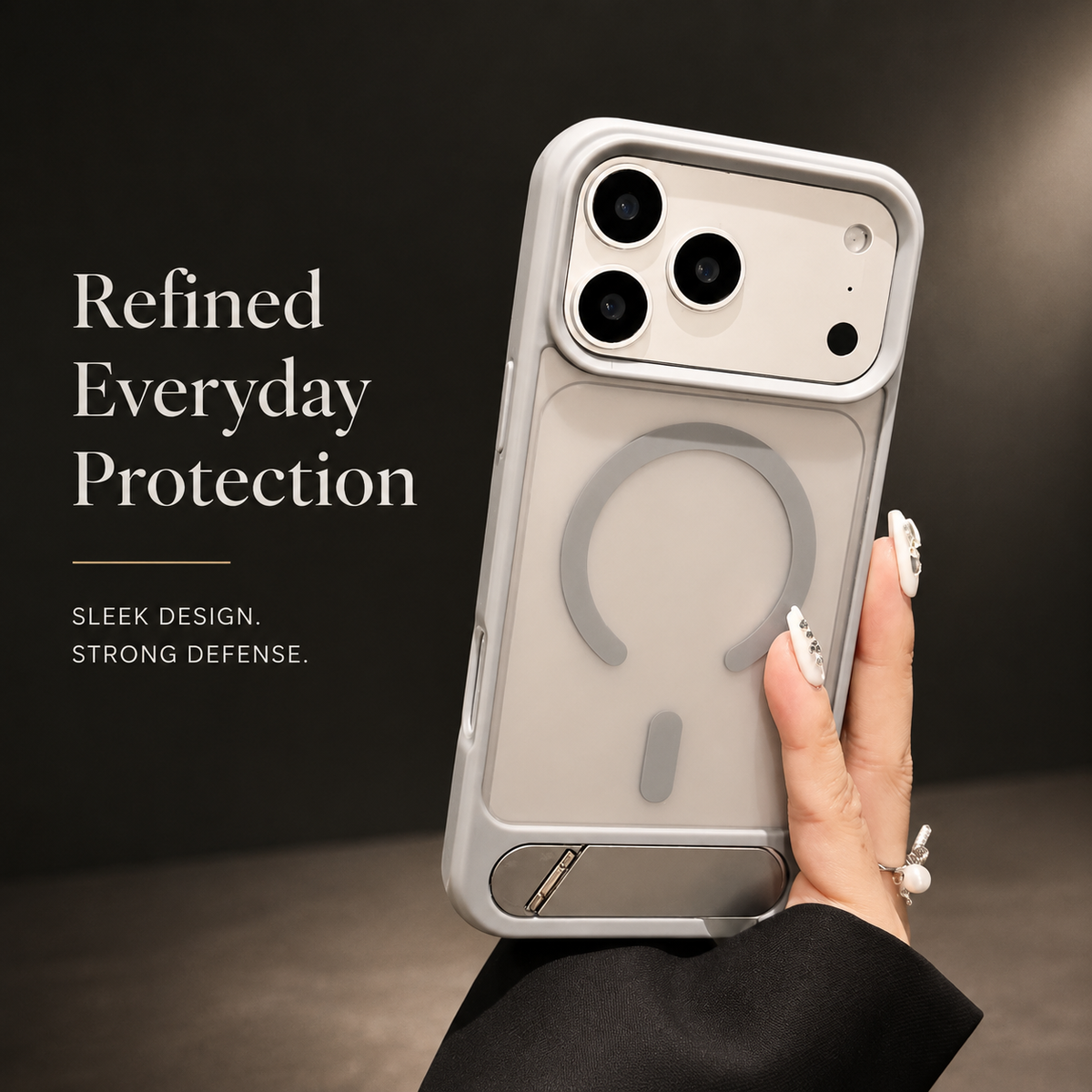 Premium iPhone Case MagSafe Magnetic Foldable Kickstand Shockproof Protective Cover Matte PC Anti Fingerprint Anti Scratch Non Slip Slim Lightweight