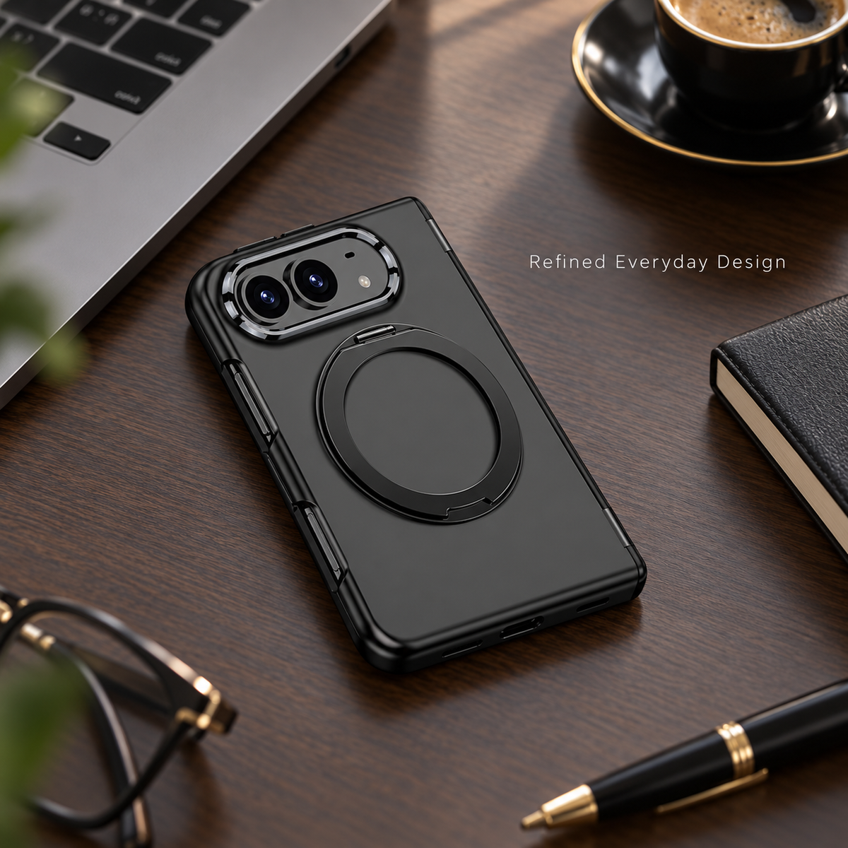 Premium iPhone Case MagSafe Magnetic Folding Stand Foldable Phone Integrated Screen Film Shockproof Slim Protective Bumper Cover Case Design