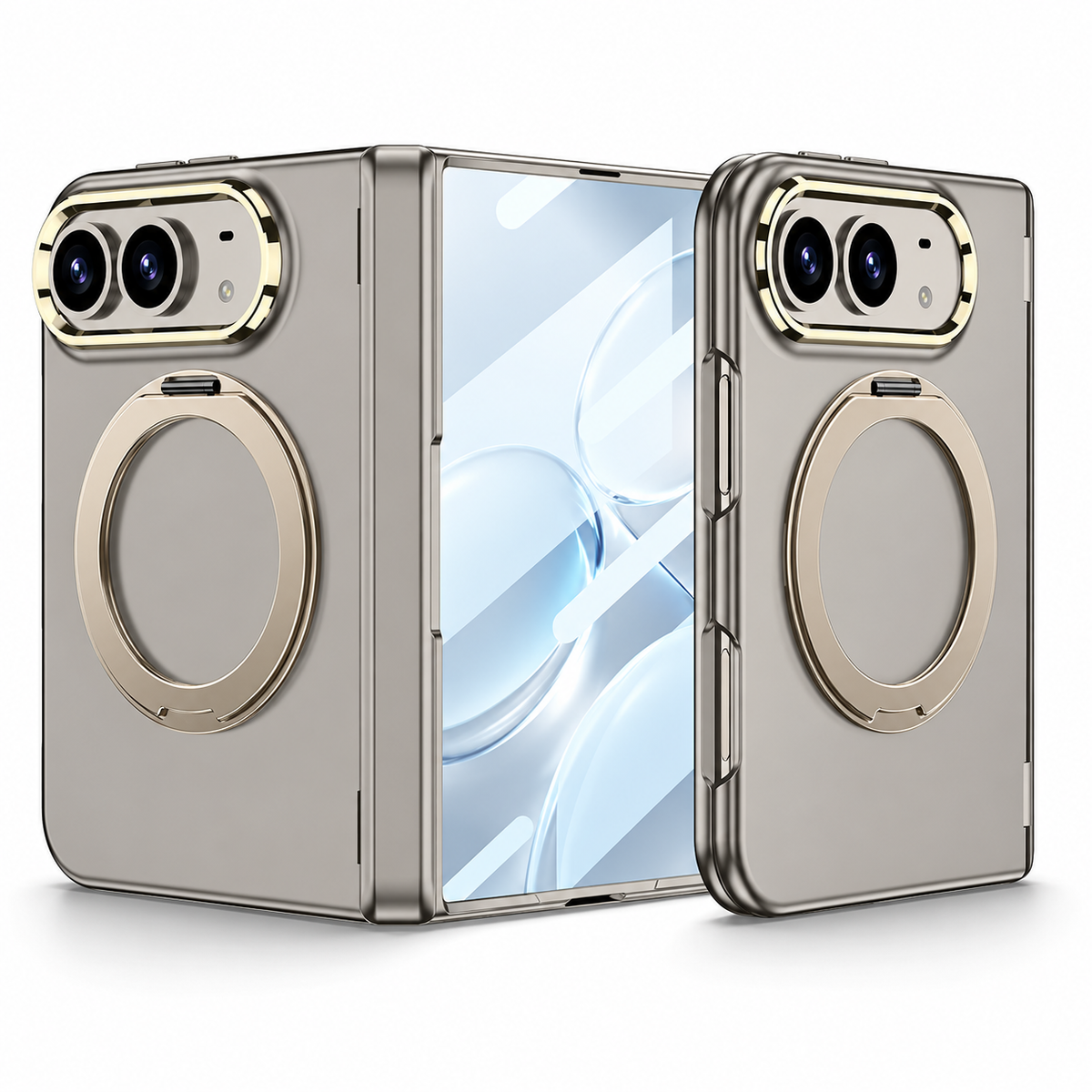 Premium iPhone Case MagSafe Magnetic Folding Stand Foldable Phone Integrated Screen Film Shockproof Slim Protective Bumper Cover Case Design