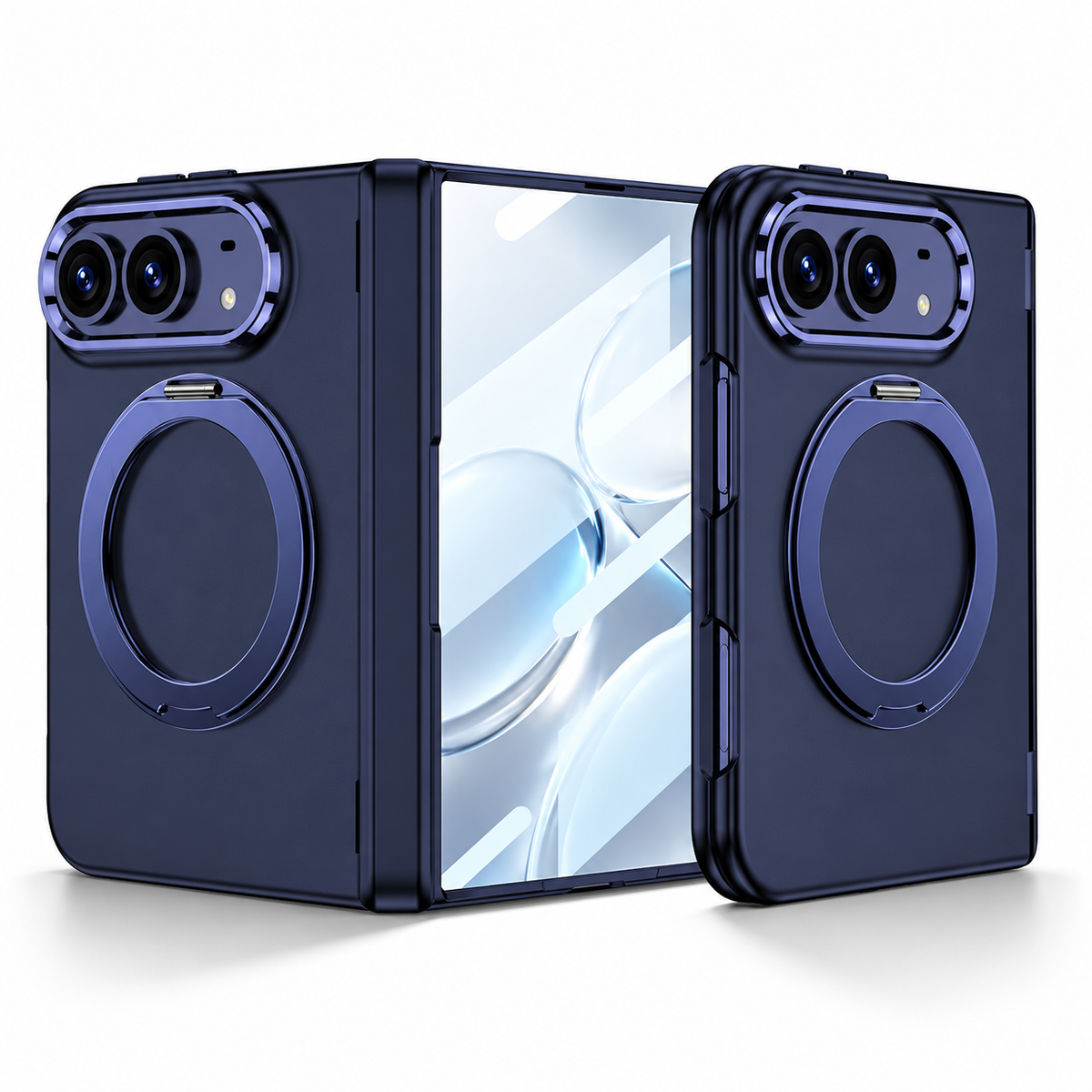 Premium iPhone Case MagSafe Magnetic Folding Stand Foldable Phone Integrated Screen Film Shockproof Slim Protective Bumper Cover Case Design