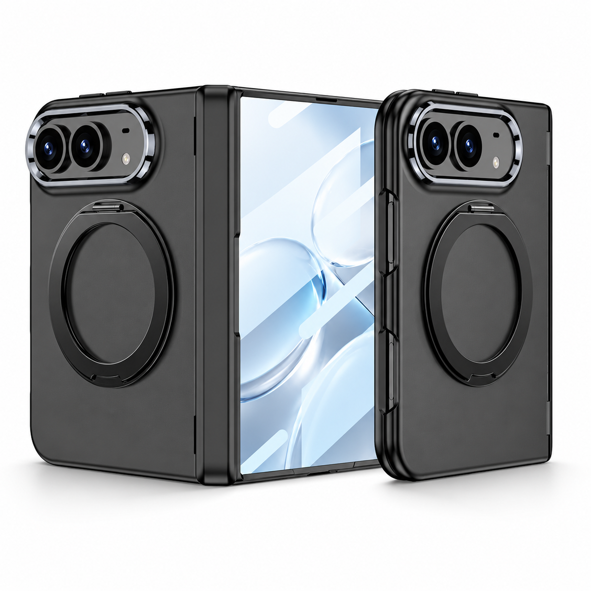 Premium iPhone Case MagSafe Magnetic Folding Stand Foldable Phone Integrated Screen Film Shockproof Slim Protective Bumper Cover Case Design