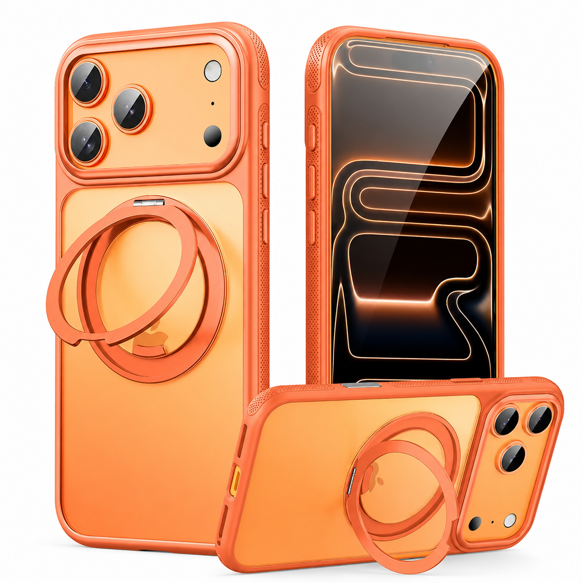 Premium iPhone Case MagSafe Magnetic Rotating Kickstand Shockproof Protective Cover Metal PC TPU Mechanical Stand Anti Slip Reinforced Rugged Full Coverage
