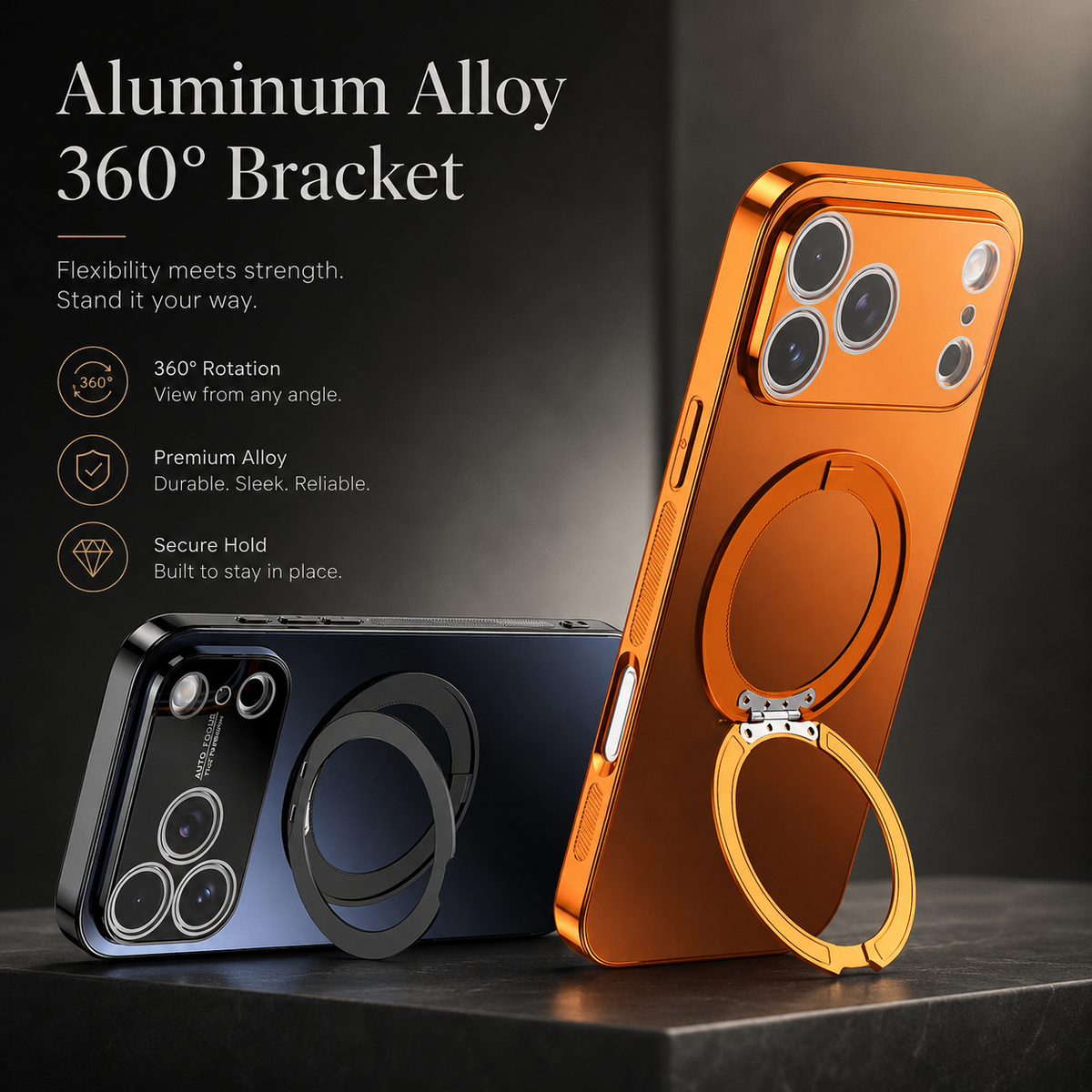 Premium iPhone Case MagSafe Magnetic Rotating Ring Folding Stand Lens Protection Shockproof PC TPU Metal Matte Non Slip Protective Bumper Cover