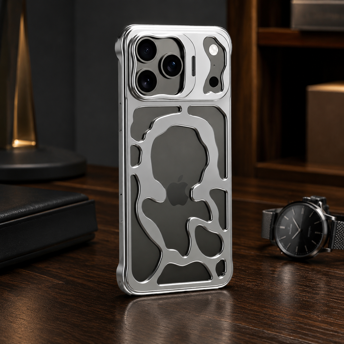 Premium iPhone Case MagSafe Metal Hollow Magnetic Heat Dissipation Protective Cover Breathable Cooling Bracket Stand Shockproof Slim Metal Frame Case