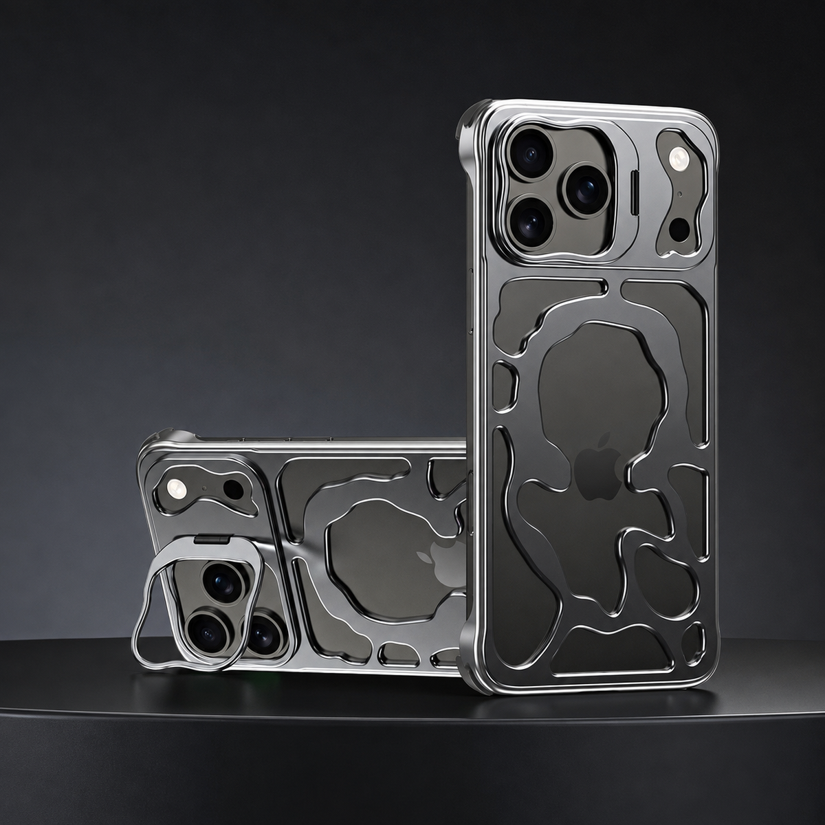 Premium iPhone Case MagSafe Metal Hollow Magnetic Heat Dissipation Protective Cover Breathable Cooling Bracket Stand Shockproof Slim Metal Frame Case