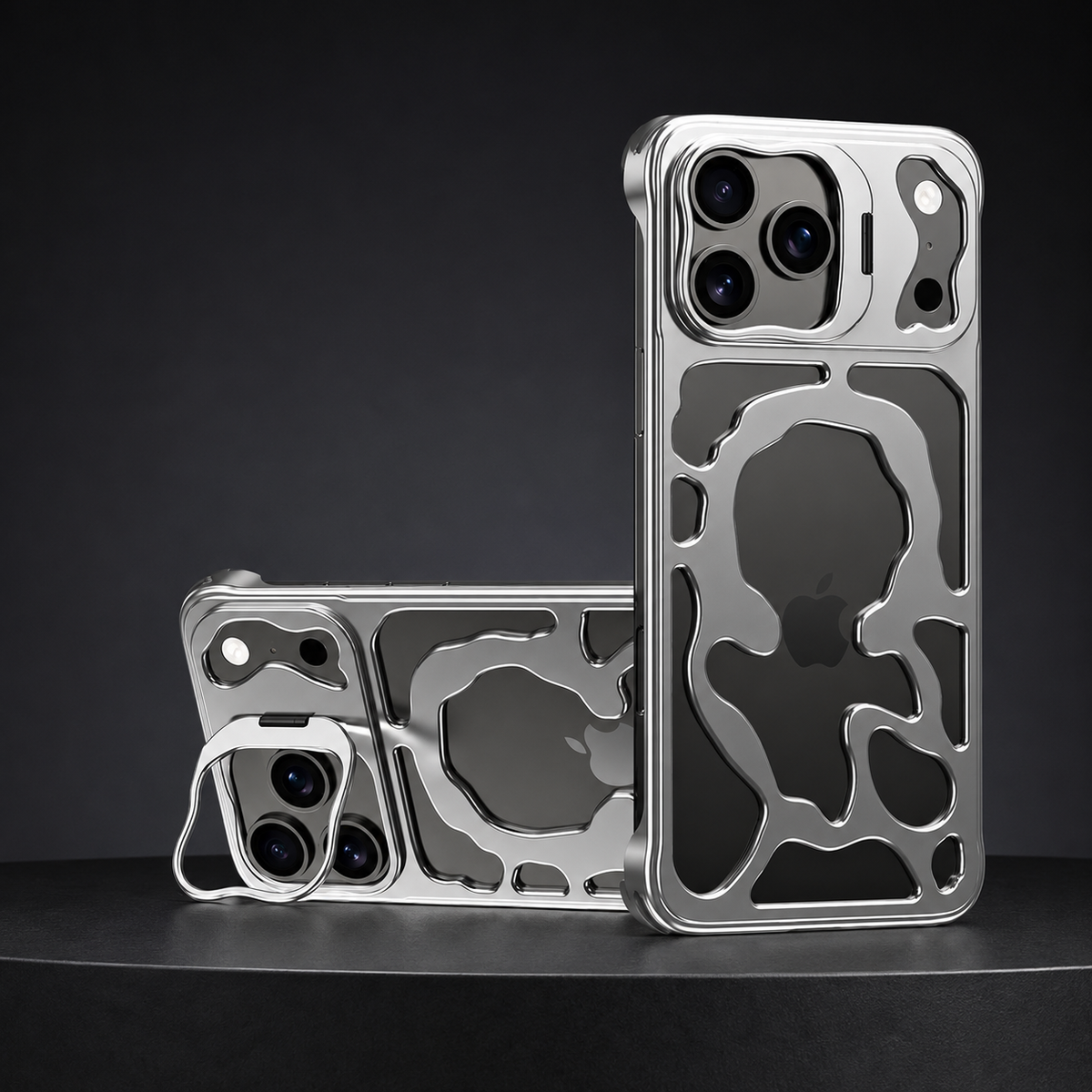 Premium iPhone Case MagSafe Metal Hollow Magnetic Heat Dissipation Protective Cover Breathable Cooling Bracket Stand Shockproof Slim Metal Frame Case