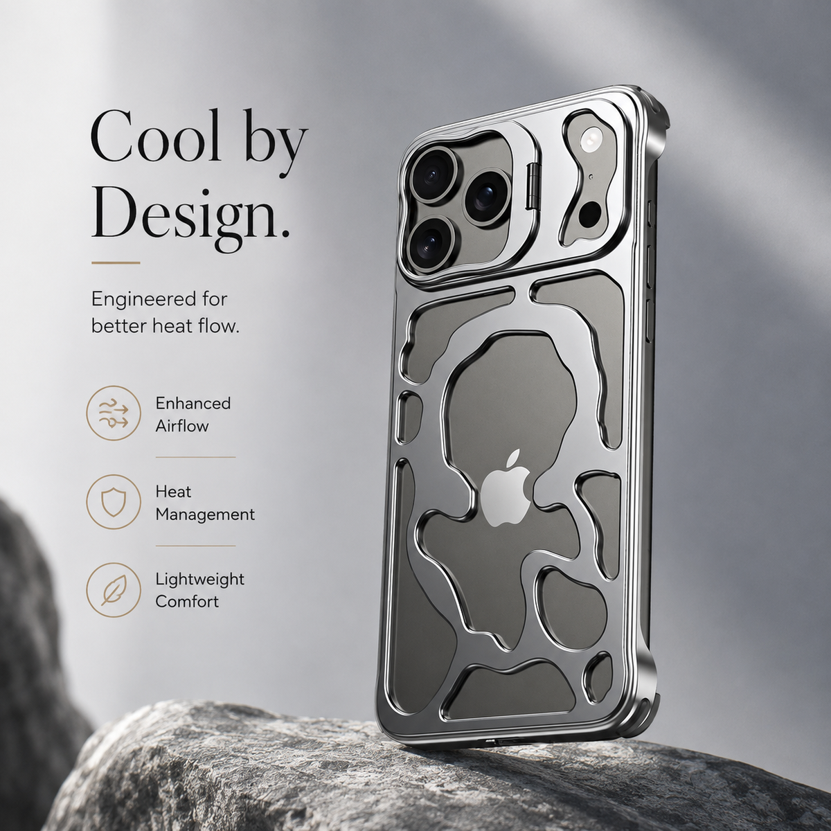 Premium iPhone Case MagSafe Metal Hollow Magnetic Heat Dissipation Protective Cover Breathable Cooling Bracket Stand Shockproof Slim Metal Frame Case