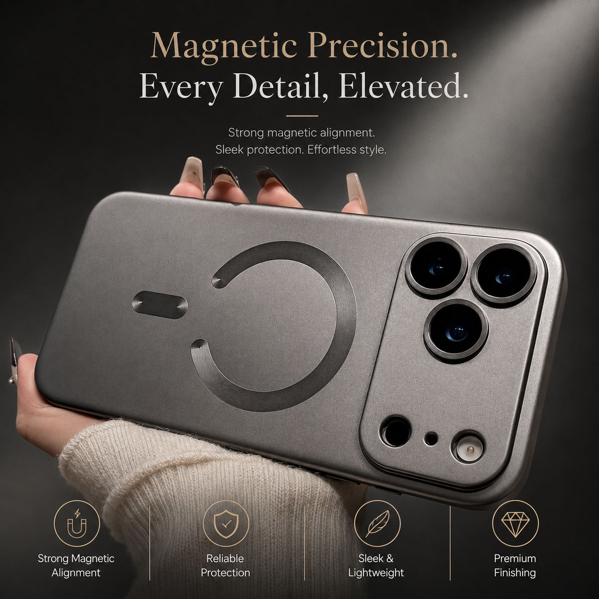 Premium iPhone Case MagSafe Metallic Paint Magnetic Soft Cover Wireless Charging Camera Lens Protection Slim Shockproof Protective Bumper Phone Case
