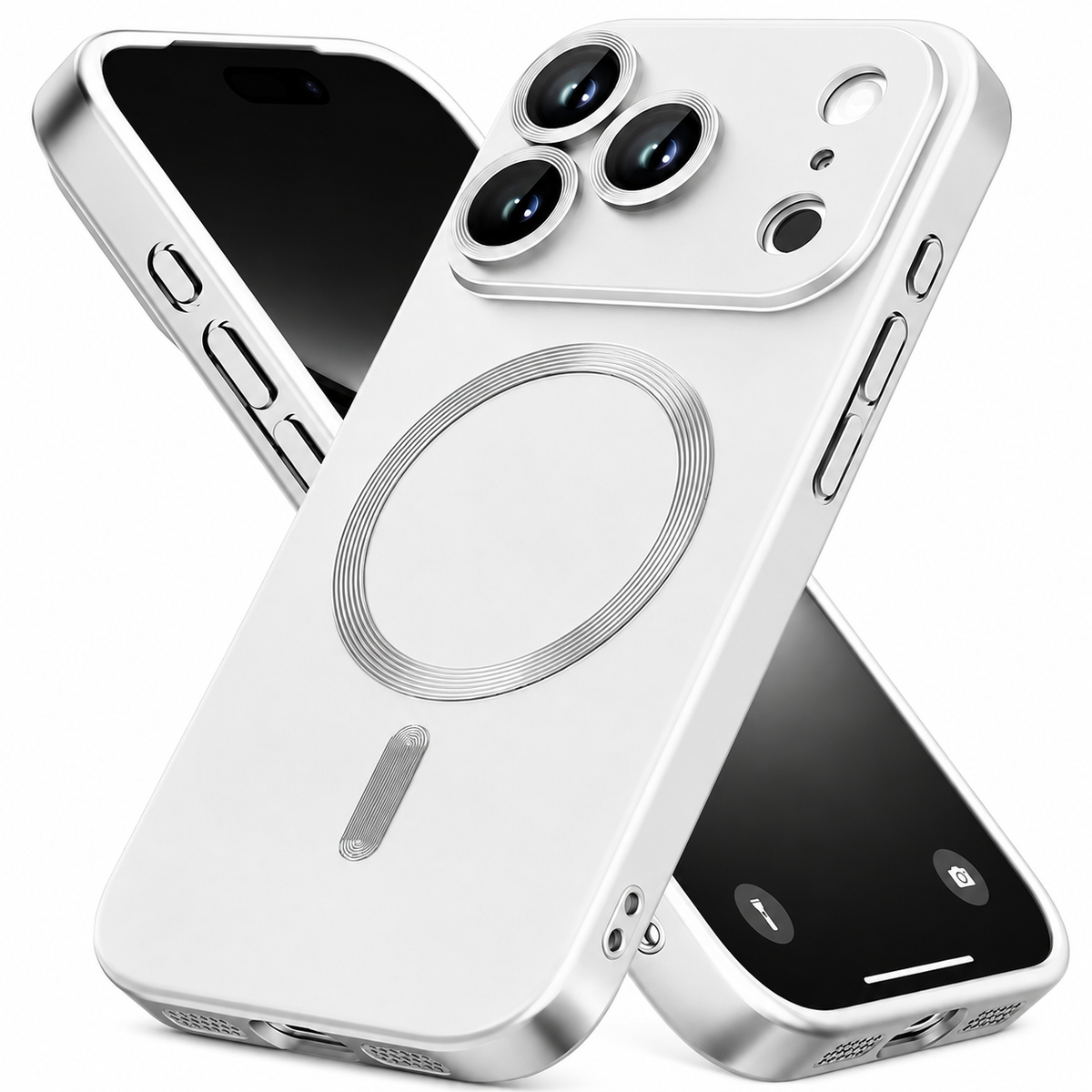 Premium iPhone Case MagSafe Metallic Paint Soft TPU Magnetic Wireless Charging Lens Protection Shockproof Slim Anti Scratch Protective Bumper Cover Case