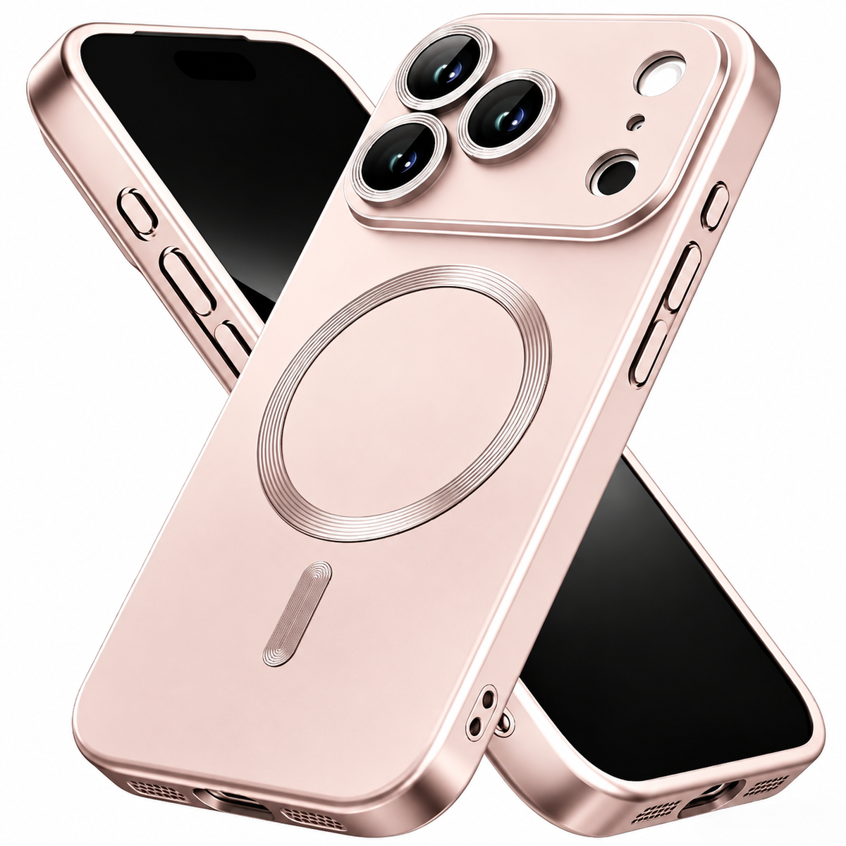 Premium iPhone Case MagSafe Metallic Paint Soft TPU Magnetic Wireless Charging Lens Protection Shockproof Slim Anti Scratch Protective Bumper Cover Case