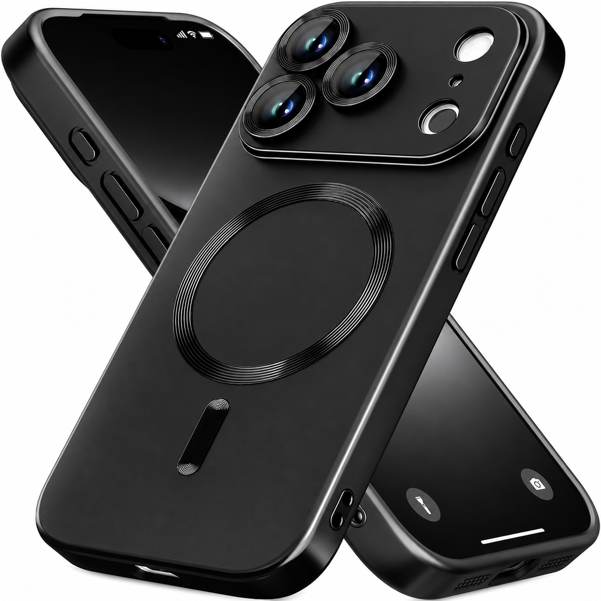 Premium iPhone Case MagSafe Metallic Paint Soft TPU Magnetic Wireless Charging Lens Protection Shockproof Slim Anti Scratch Protective Bumper Cover Case