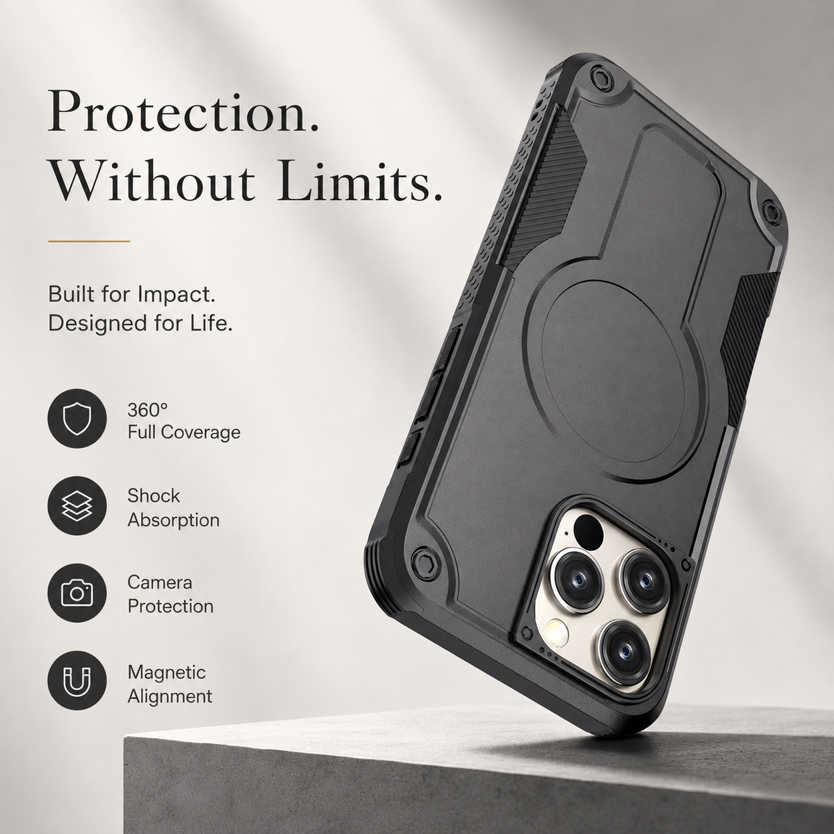 Premium iPhone Case MagSafe Military Shockproof Magnetic Invisible Stand Anti Drop Protective Cover Anti Scratch Non Slip Slim Reinforced Bumper Case