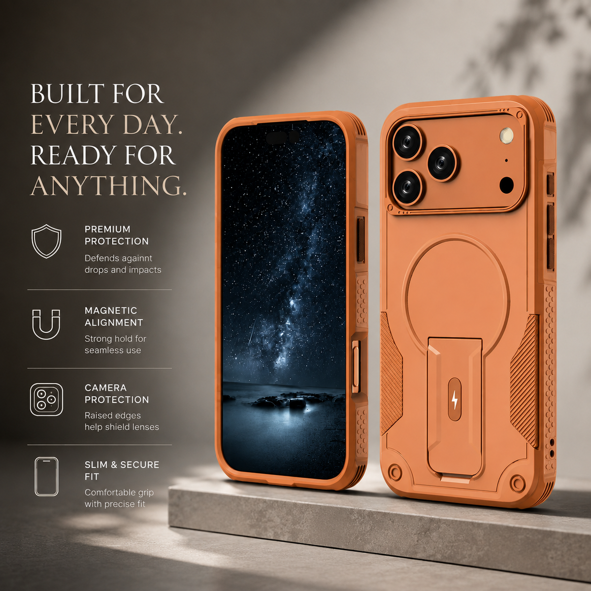 Premium iPhone Case MagSafe Military Shockproof Magnetic Invisible Stand Anti Drop Protective Cover Anti Scratch Non Slip Slim Reinforced Bumper Case