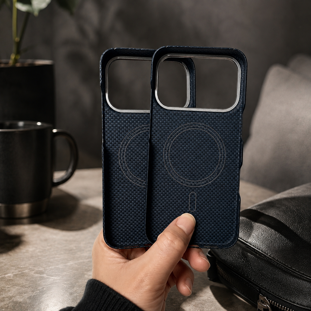 Premium iPhone Case MagSafe Real Carbon Fiber Cover Aramid Kevlar Ultra Thin Shockproof Matte Anti Fingerprint Full Coverage Slim Lightweight Design