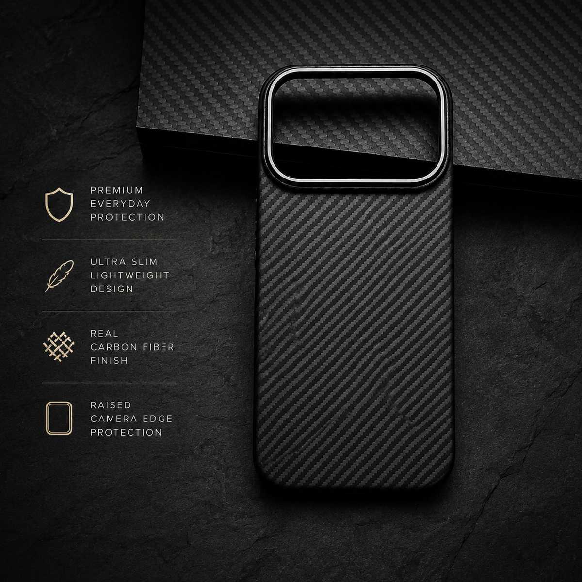 Premium iPhone Case MagSafe Real Carbon Fiber Cover Aramid Kevlar Ultra Thin Shockproof Matte Anti Fingerprint Full Coverage Slim Lightweight Design
