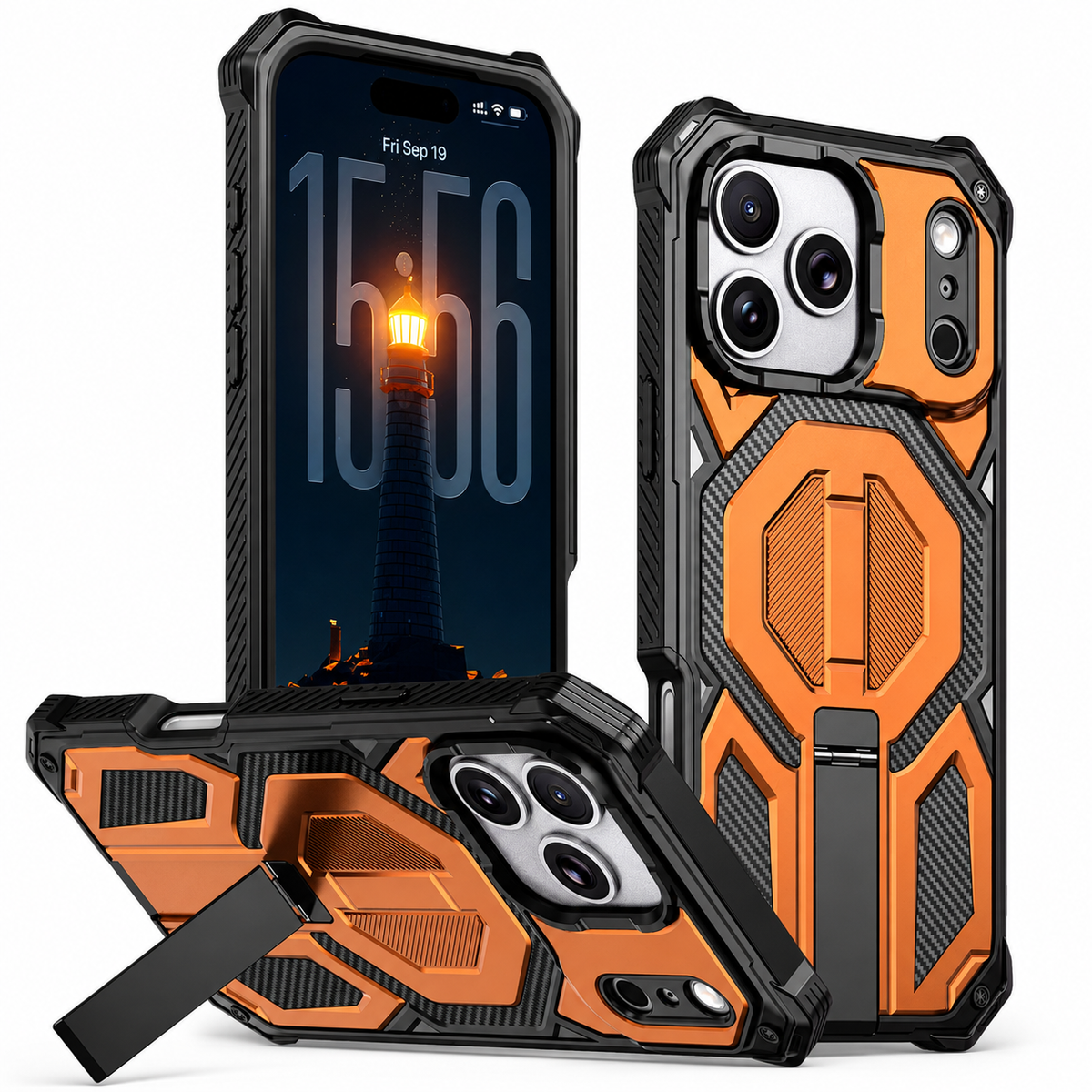 Premium iPhone Case MagSafe Rugged Magnetic Metal Kickstand Shockproof PC TPU Armor Anti Scratch Matte Non Slip Heavy Duty Protective Cover