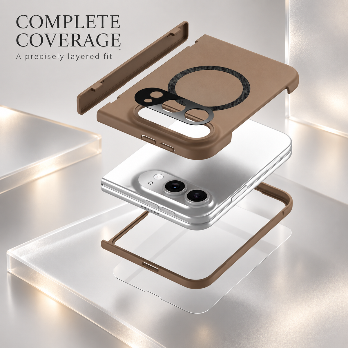 Premium iPhone Case MagSafe Skin Feel Magnetic Hinge Protection Tempered Film PC TPU Full Coverage Shockproof Slim Protective Foldable Cover Case