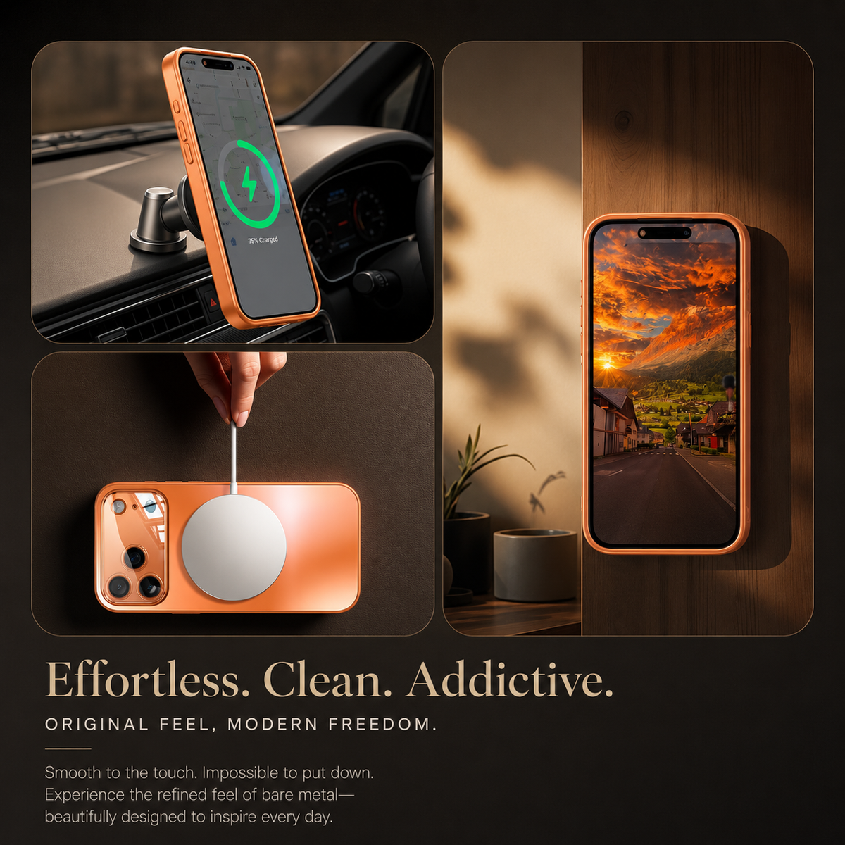 Premium iPhone Case MagSafe Titanium Metallic Magnetic Glass Camera Protector Shockproof PC TPU Wireless Charging Slim Protective Bumper Cover Case
