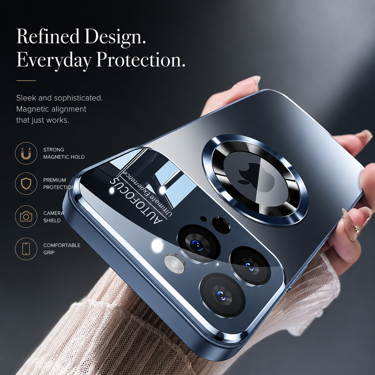 Premium iPhone Case MagSafe Titanium Metallic Magnetic Glass Camera Protector Shockproof PC TPU Wireless Charging Slim Protective Bumper Cover Case