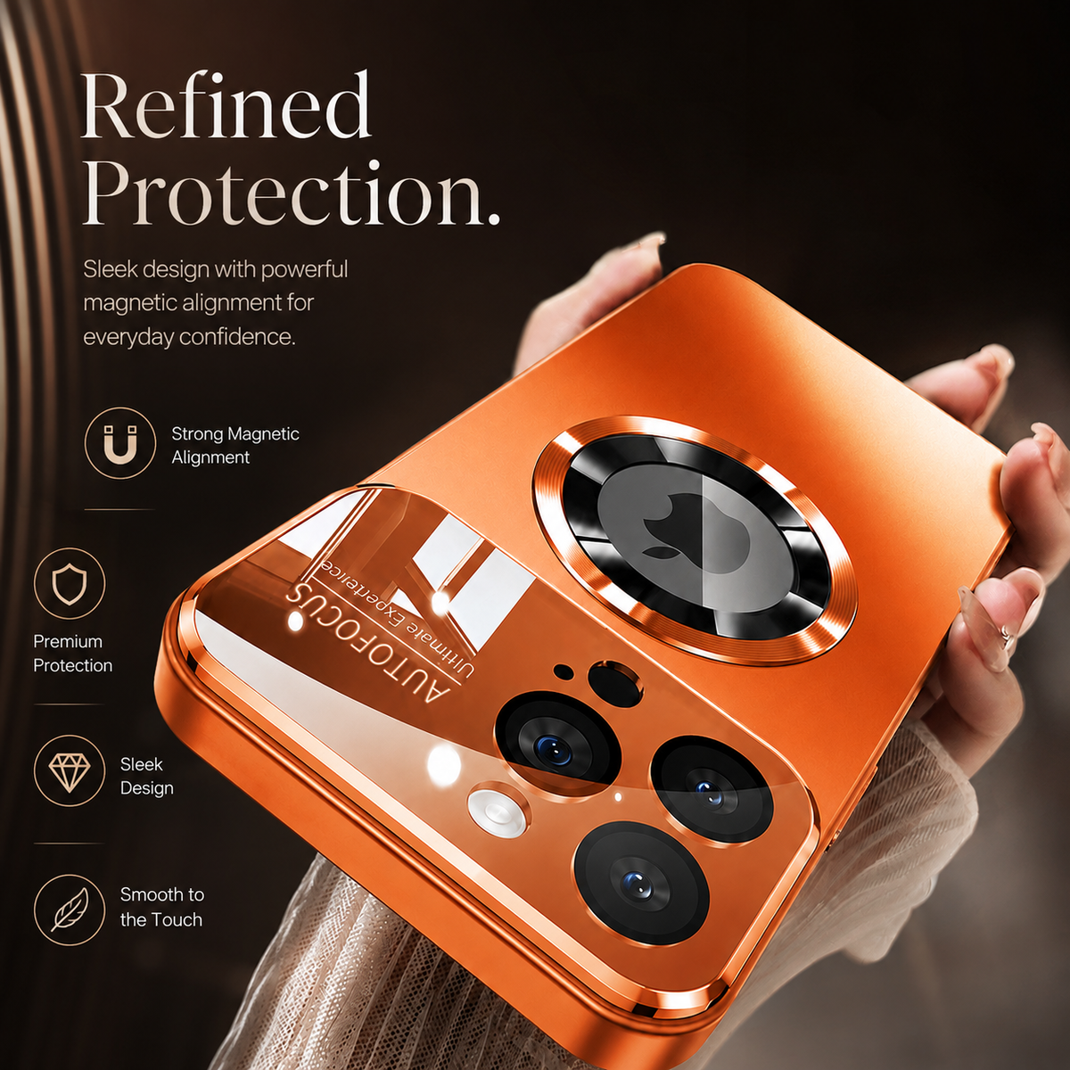 Premium iPhone Case MagSafe Titanium Metallic Magnetic Glass Camera Protector Shockproof PC TPU Wireless Charging Slim Protective Bumper Cover Case