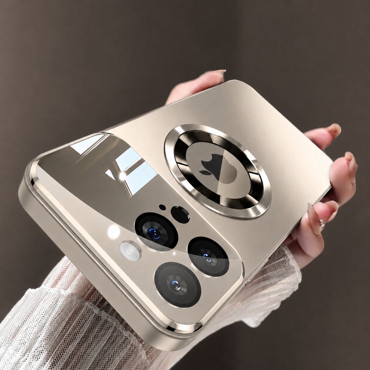 Premium iPhone Case MagSafe Titanium Metallic Magnetic Glass Camera Protector Shockproof PC TPU Wireless Charging Slim Protective Bumper Cover Case