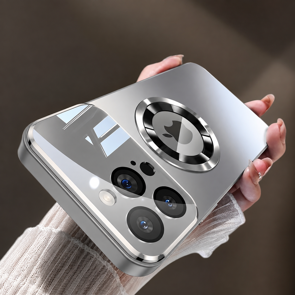 Premium iPhone Case MagSafe Titanium Metallic Magnetic Glass Camera Protector Shockproof PC TPU Wireless Charging Slim Protective Bumper Cover Case