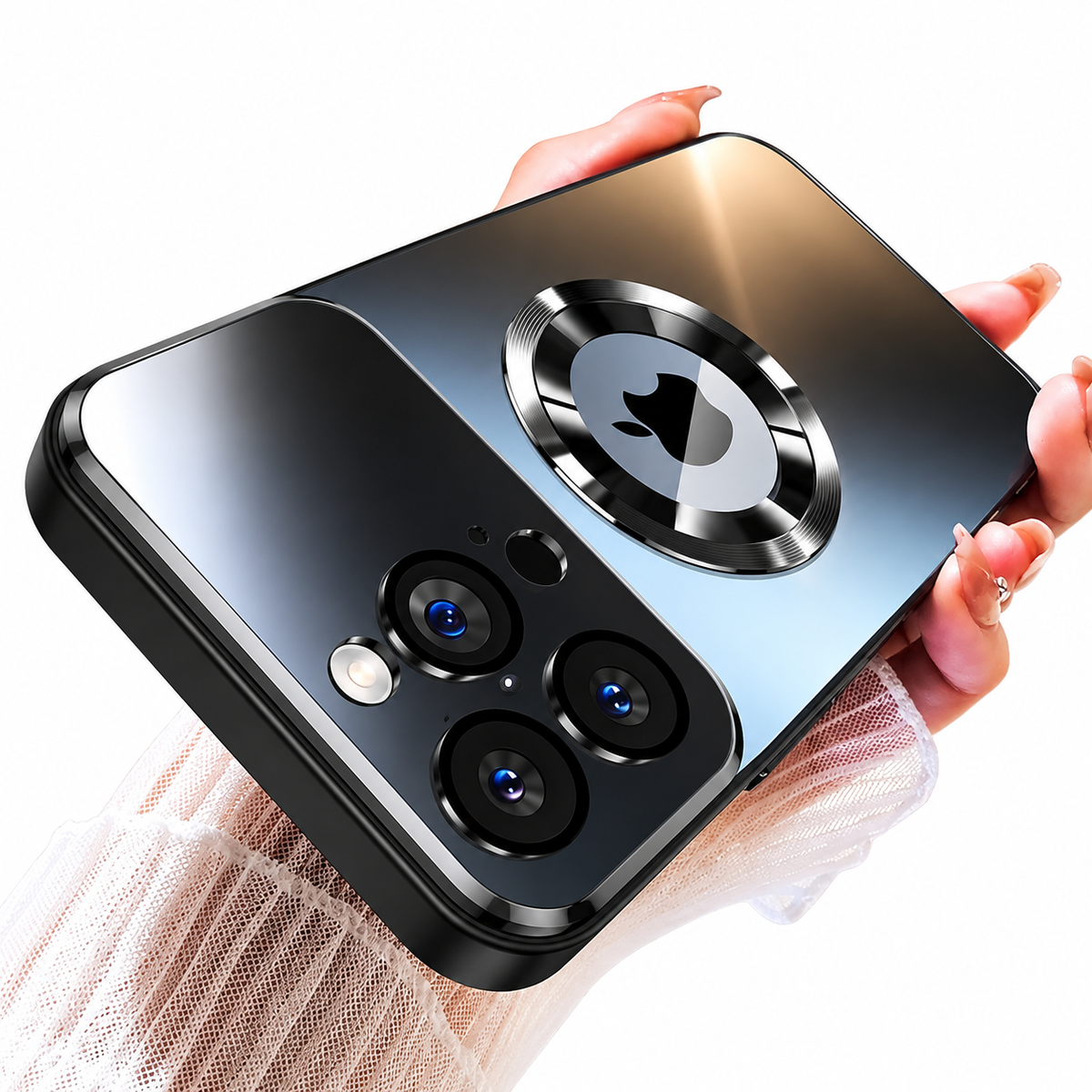 Premium iPhone Case MagSafe Titanium Metallic Magnetic Glass Camera Protector Shockproof PC TPU Wireless Charging Slim Protective Bumper Cover Case