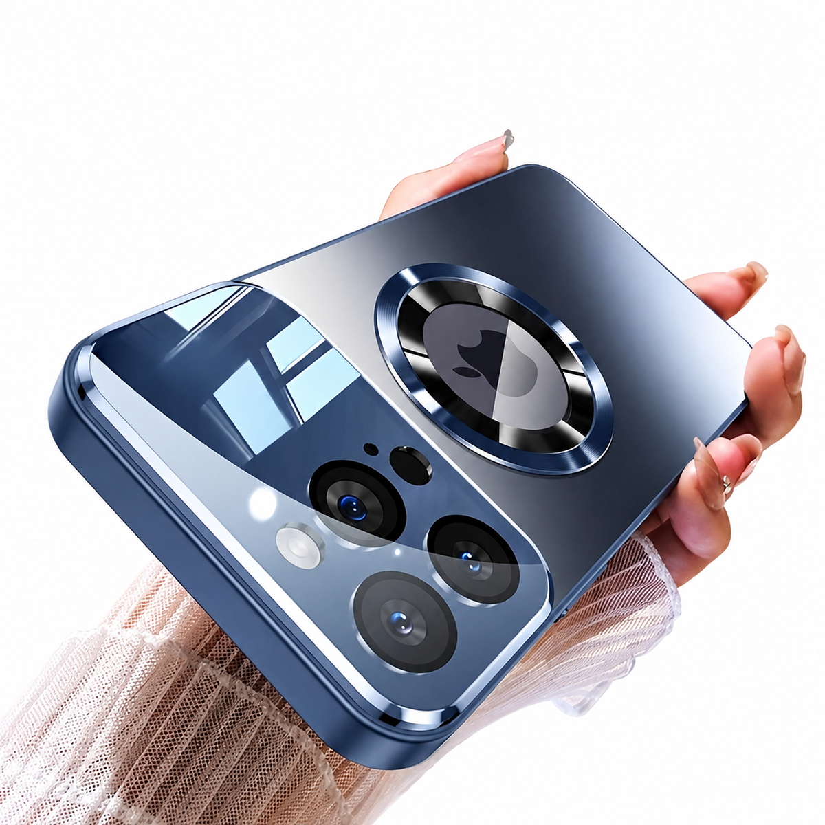 Premium iPhone Case MagSafe Titanium Metallic Magnetic PC TPU Protective Cover Glass Camera Lens Protection Shockproof Slim Wireless Charging Case Design