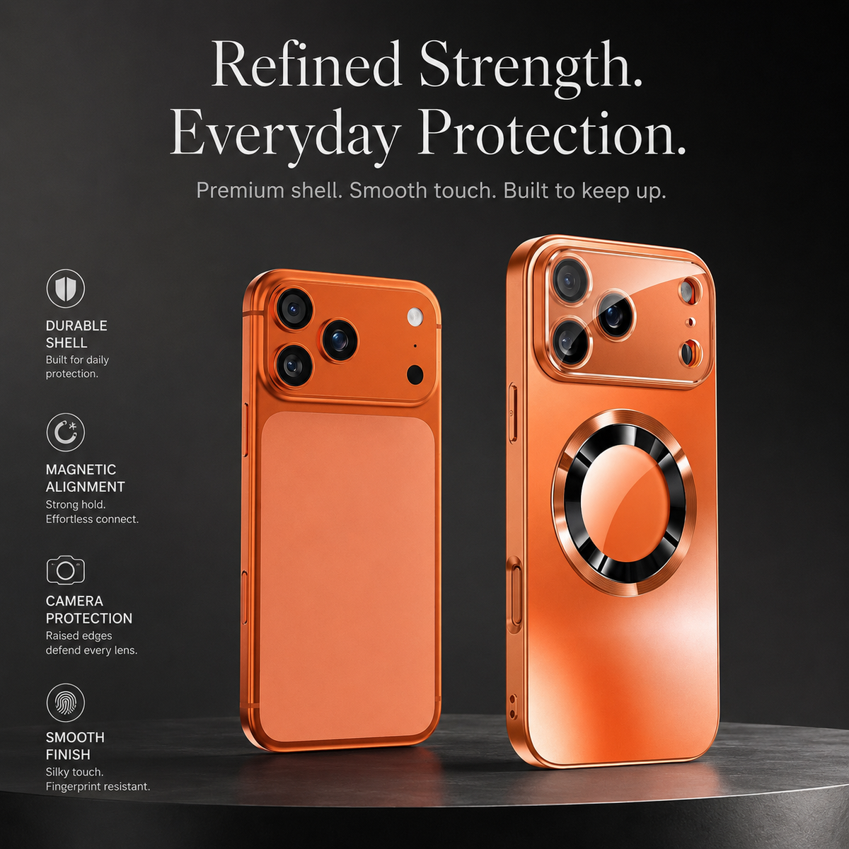 Premium iPhone Case MagSafe Titanium Metallic Magnetic PC TPU Protective Cover Glass Camera Lens Protection Shockproof Slim Wireless Charging Case Design