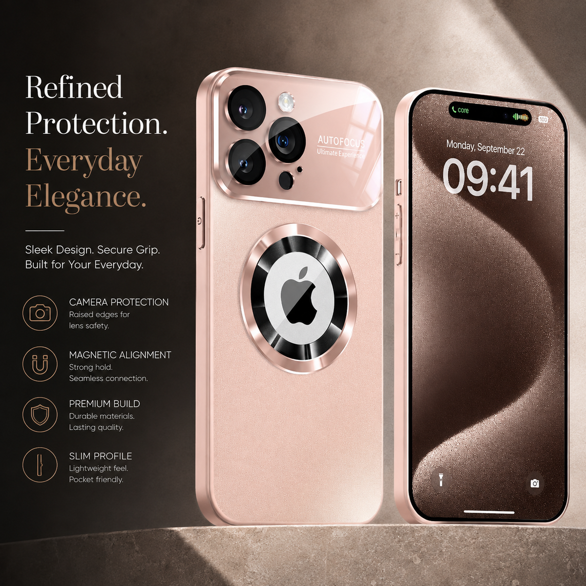 Premium iPhone Case MagSafe Titanium Metallic Matte AG Glass Full Lens Protector Shockproof PC TPU Anti Scratch Non Slip Lightweight Protective Bumper