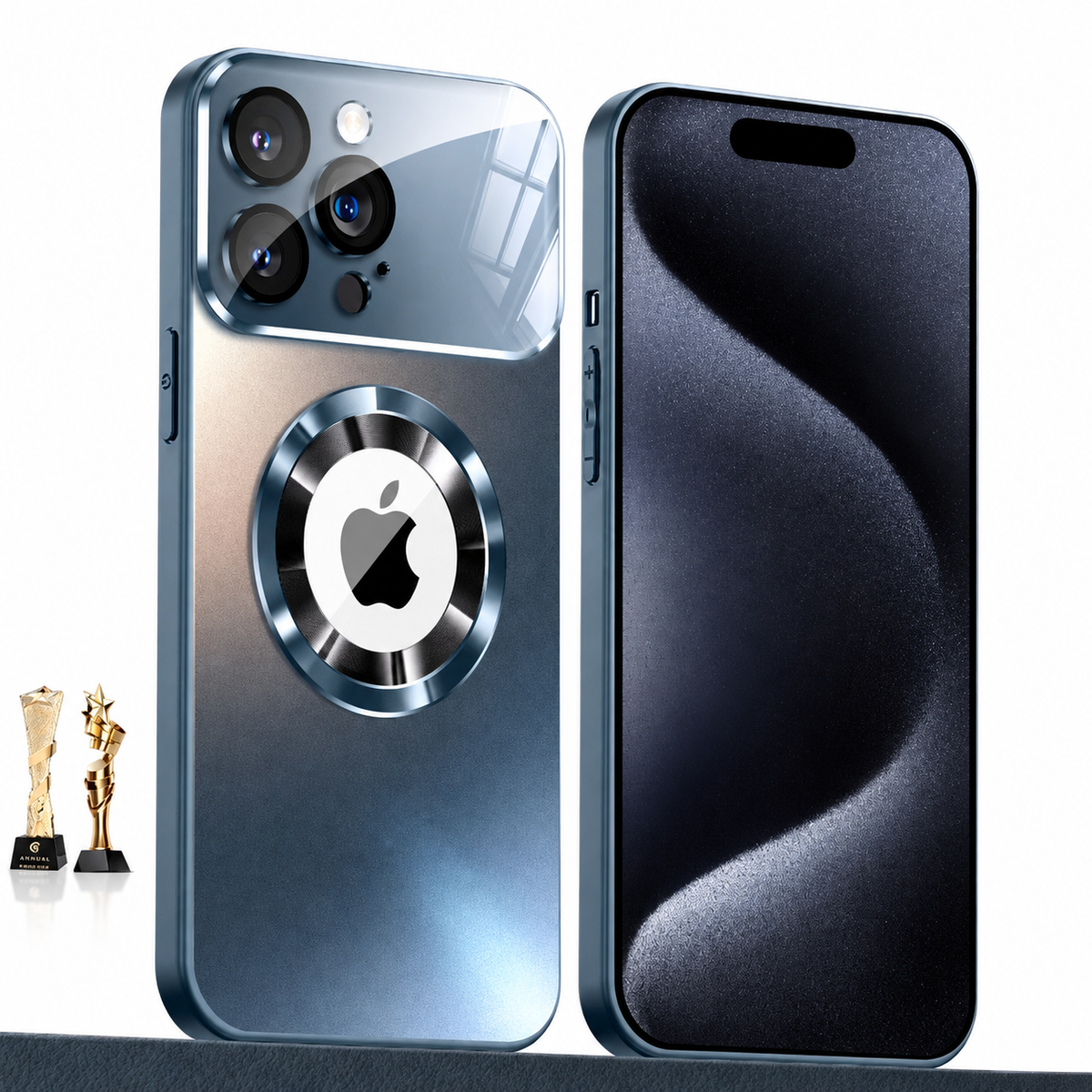 Premium iPhone Case MagSafe Titanium Metallic Matte AG Glass Full Lens Protector Shockproof PC TPU Anti Scratch Non Slip Lightweight Protective Bumper