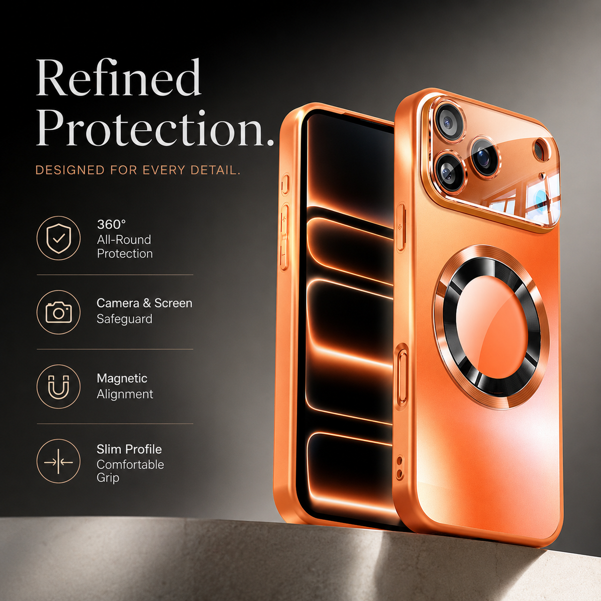 Premium iPhone Case MagSafe Titanium Metallic Matte Magnetic Glass Lens Protection PC TPU Shockproof Slim Anti Scratch Protective Back Cover Case Design
