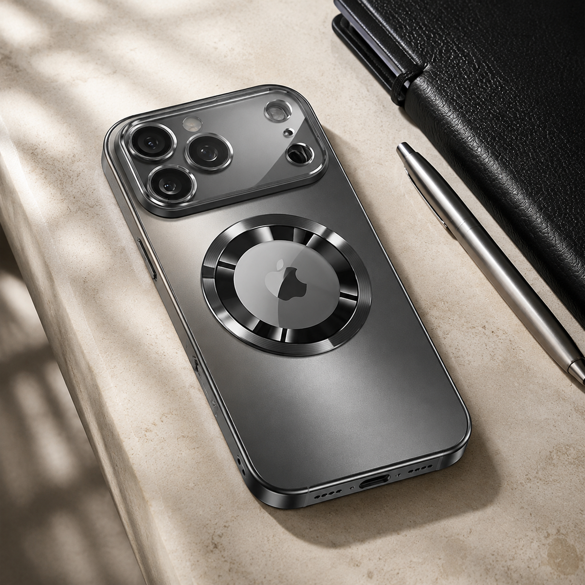 Premium iPhone Case MagSafe Titanium Metallic Matte Magnetic Glass Lens Protection PC TPU Shockproof Slim Anti Scratch Protective Back Cover Case Design