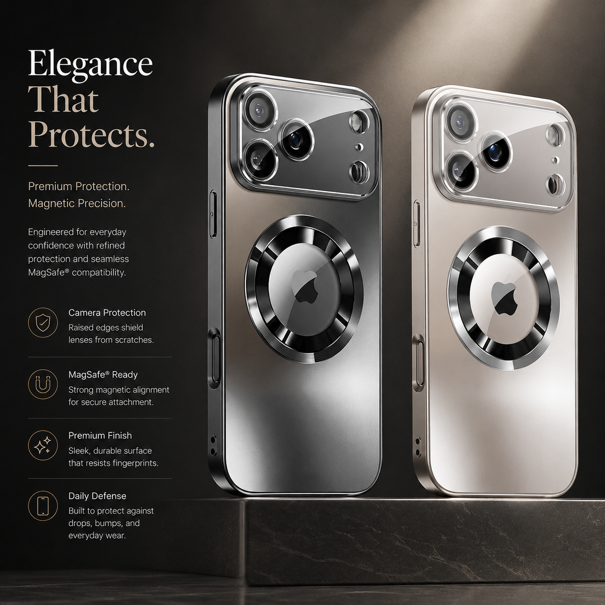 Premium iPhone Case MagSafe Titanium Metallic Matte Magnetic Glass Lens Protection PC TPU Shockproof Slim Anti Scratch Protective Back Cover Case Design