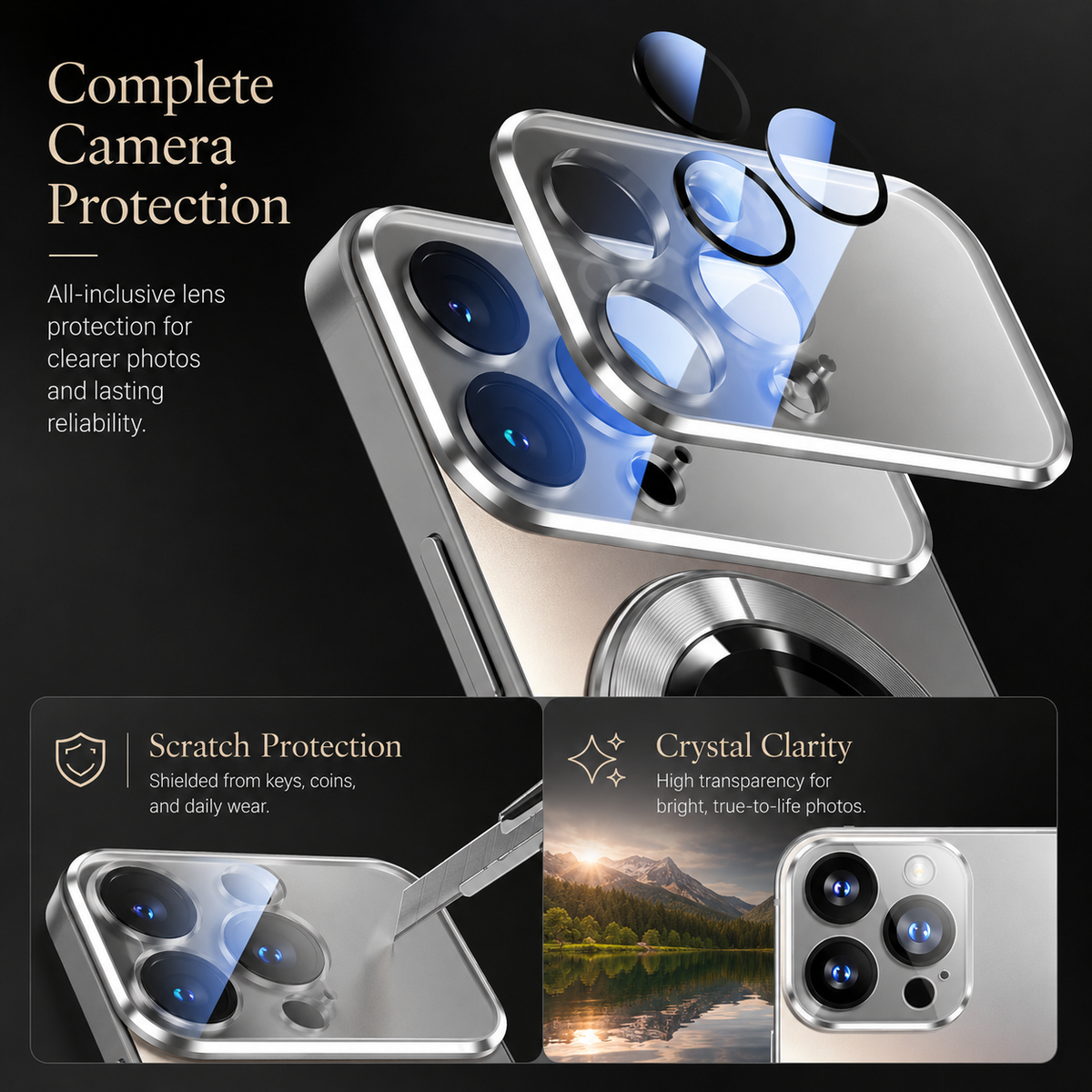 Premium iPhone Case MagSafe Titanium Metallic Matte Magnetic PC TPU Glass Camera Lens Protection Shockproof Slim Luxury Protective Cover Case Design