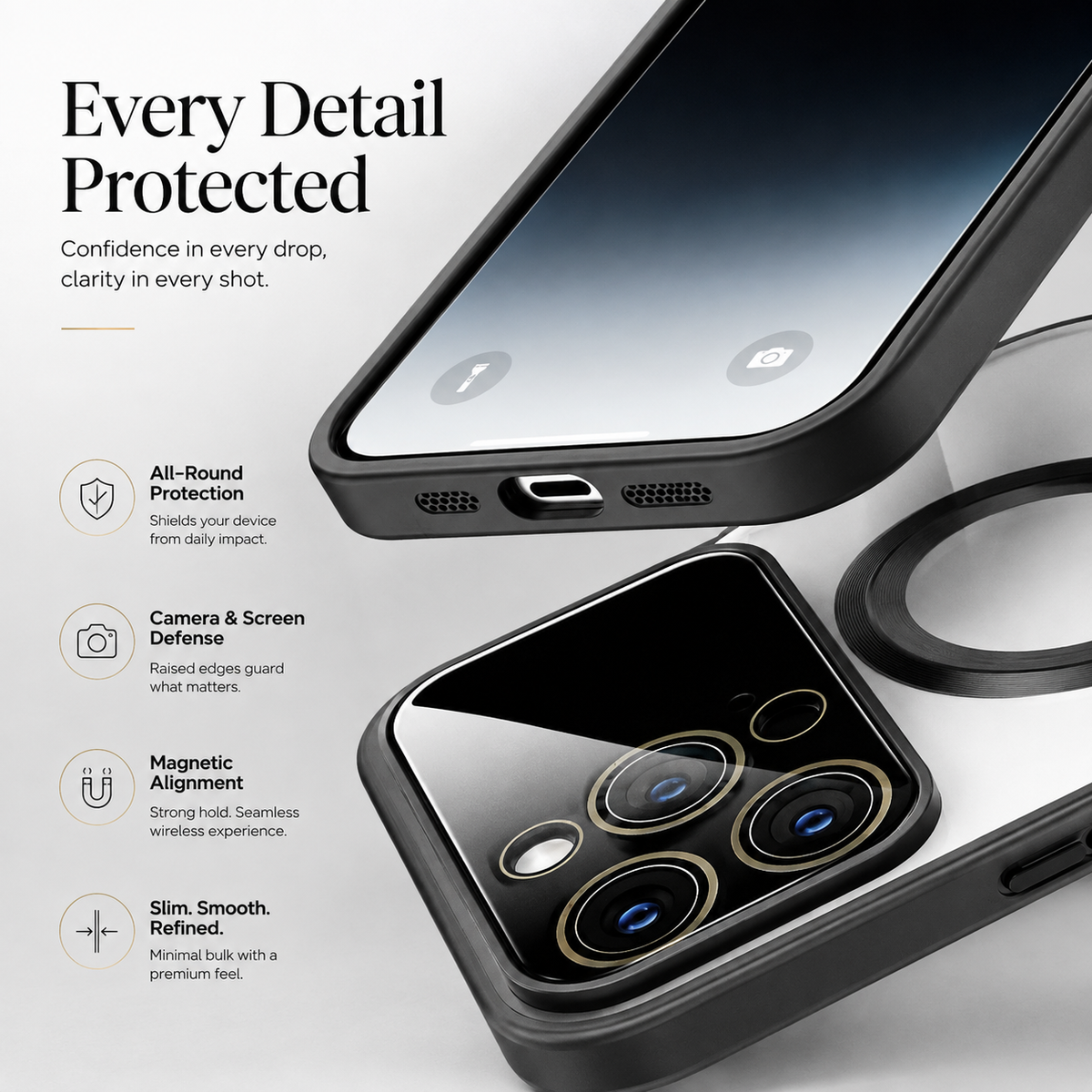 Premium iPhone Case MagSafe Titanium Metallic Matte Magnetic PC TPU Wireless Charging Shockproof Slim Anti Scratch Lightweight Protective Cover Case