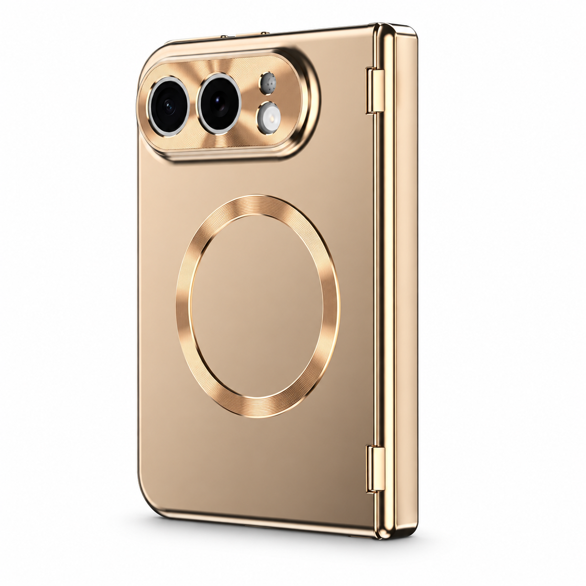 Premium iPhone Case MagSafe Touch Pen Plating Hinge Protection Tempered Glass Screen Magnetic PC TPU Shockproof Foldable Protective Cover Case