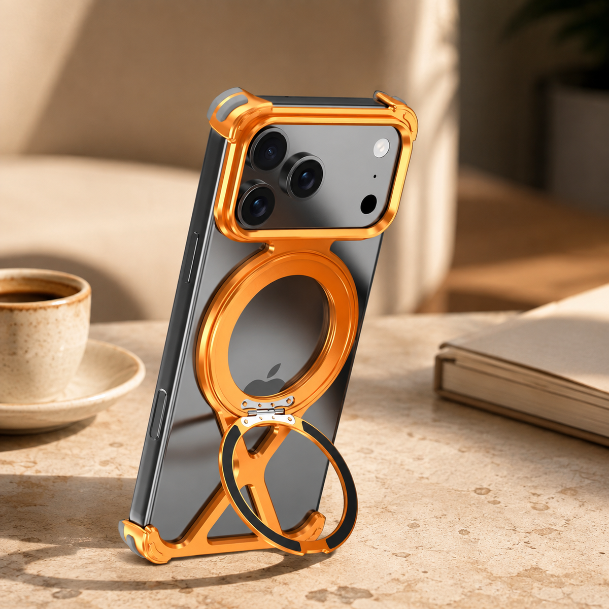 Premium iPhone Case MagSafe X Shape Aluminum Metal Magnetic 360 Holder Shockproof Acrylic Protective Cover Heavy Duty Anti Scratch Non Slip Slim Case